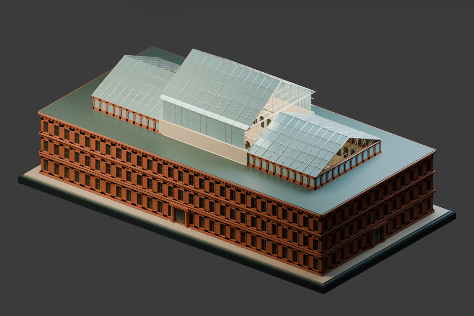 Exterior view of the original Pension Building architectural model